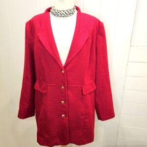 Appleseed's Women's Red Blazer Jacket Size 20 Gold Button Office Outerwear